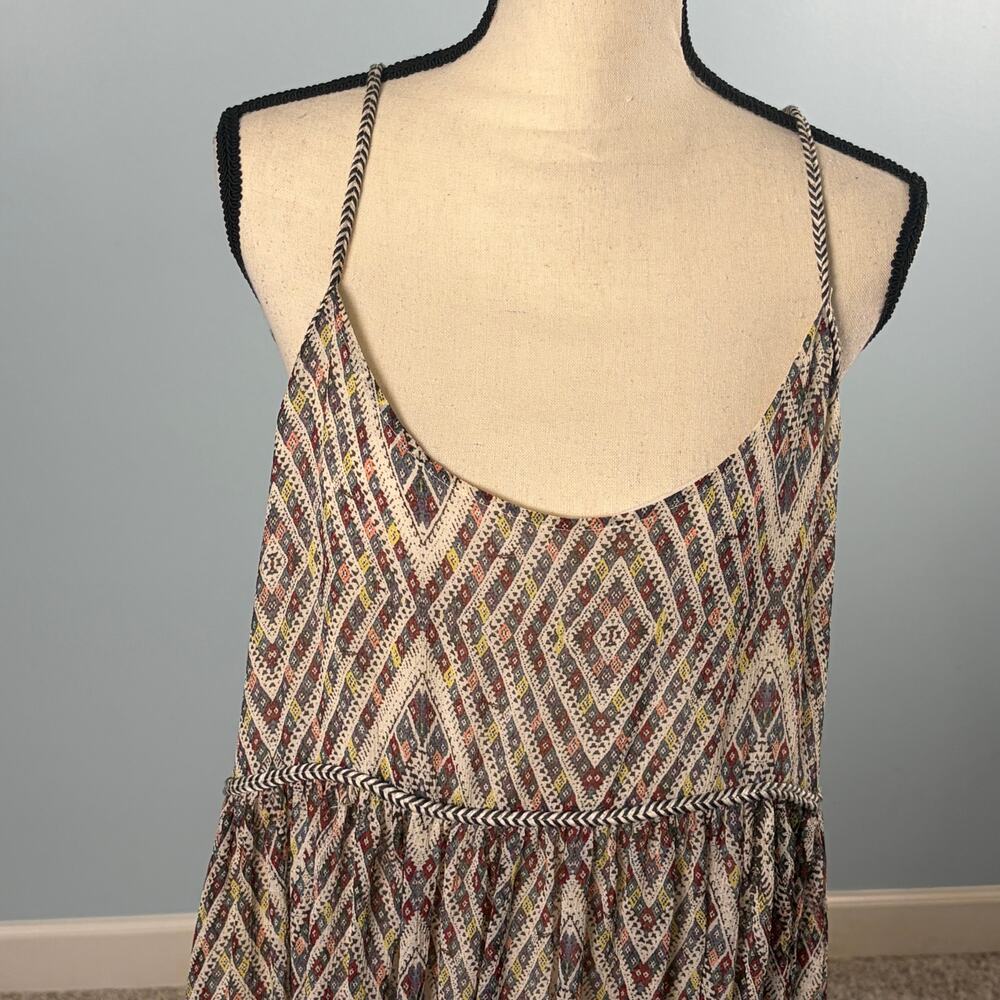 Boho Free People Boho Geometric Print Empire Waist Dress Multicolor Festival L